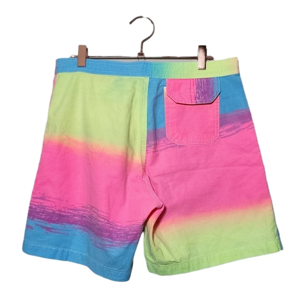 GARY LINDEN Vintage 80s Surfer Shorts Neon Board Short size‎ Small